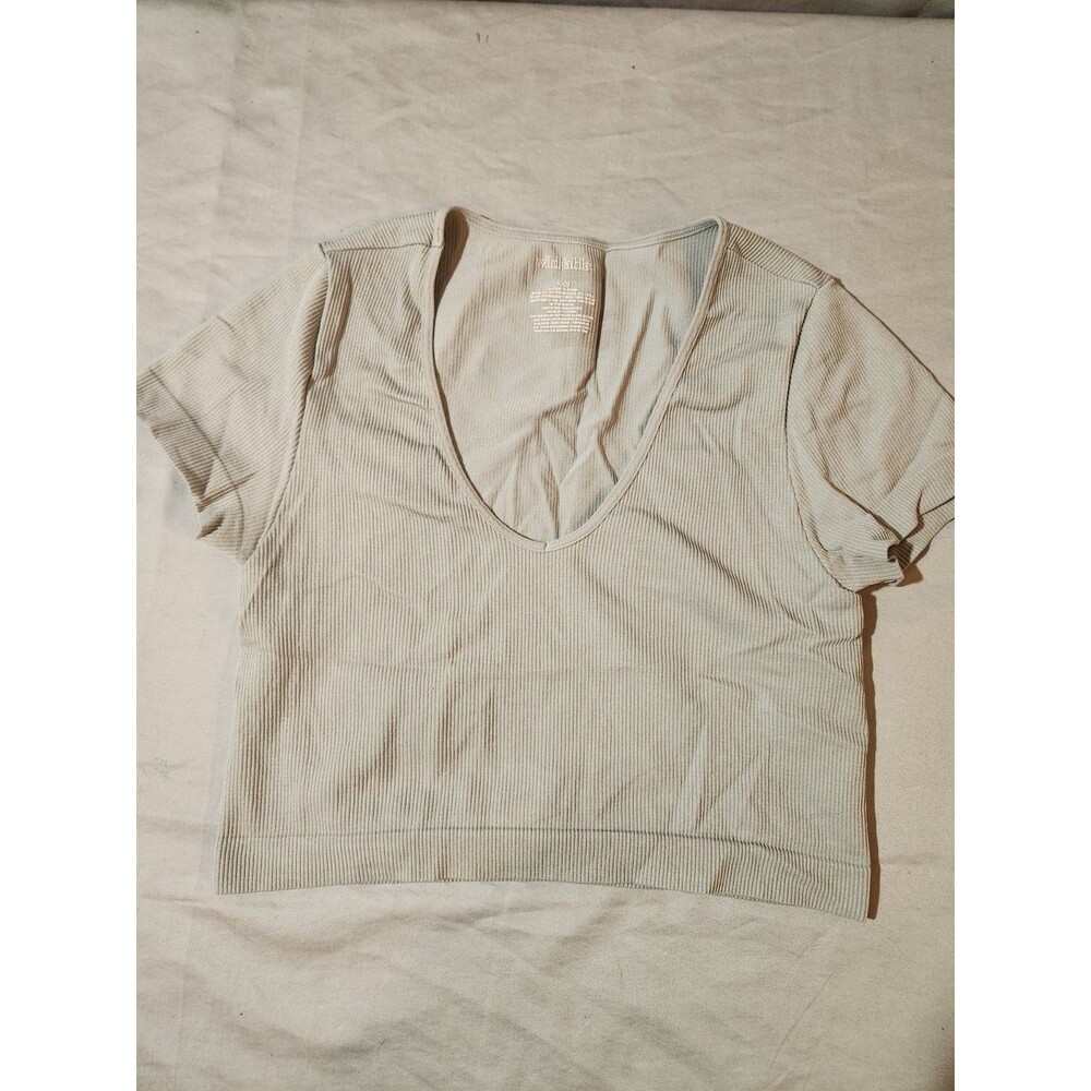 Wild Fable Light Military Ribbed Scooped Neck Crop Top Women's Shirt Sz XXS